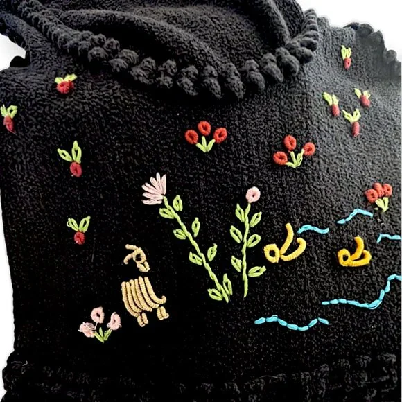 Betsey Johnson rare vintage 90's knit embroidered pointielle midi dress M - Picture 5 of 11